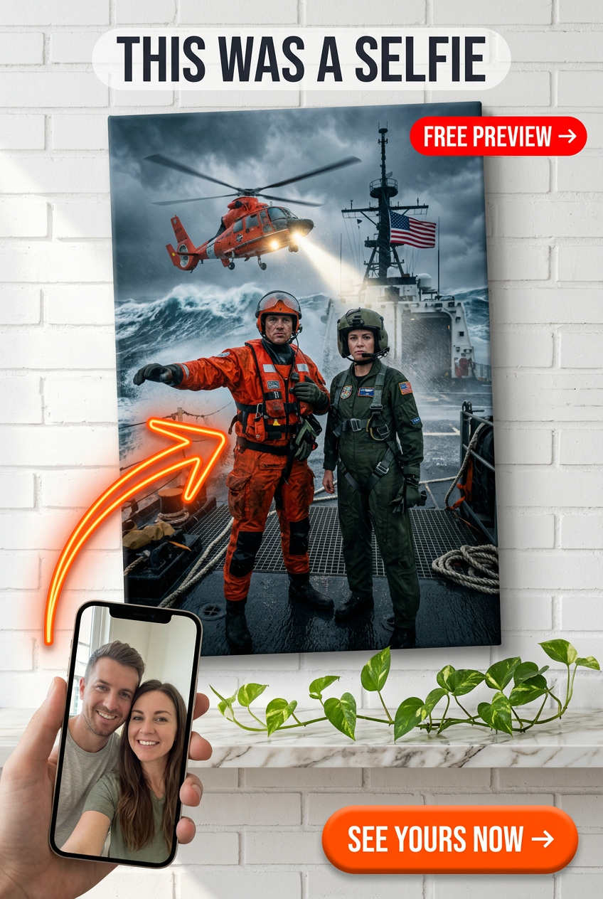 Custom Military Couple Portrait — Heroic Rescue Canvas from Photo