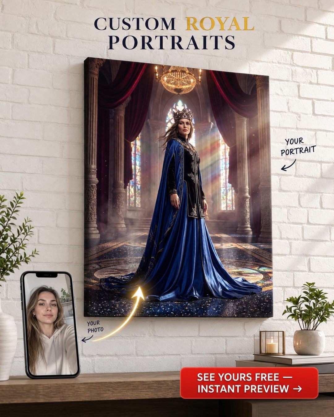 Custom Royal Man Portrait — Regal Canvas from Photo