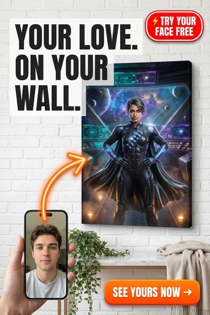 Custom Sci-Fi Man Portrait — Heroic Space Warrior Canvas