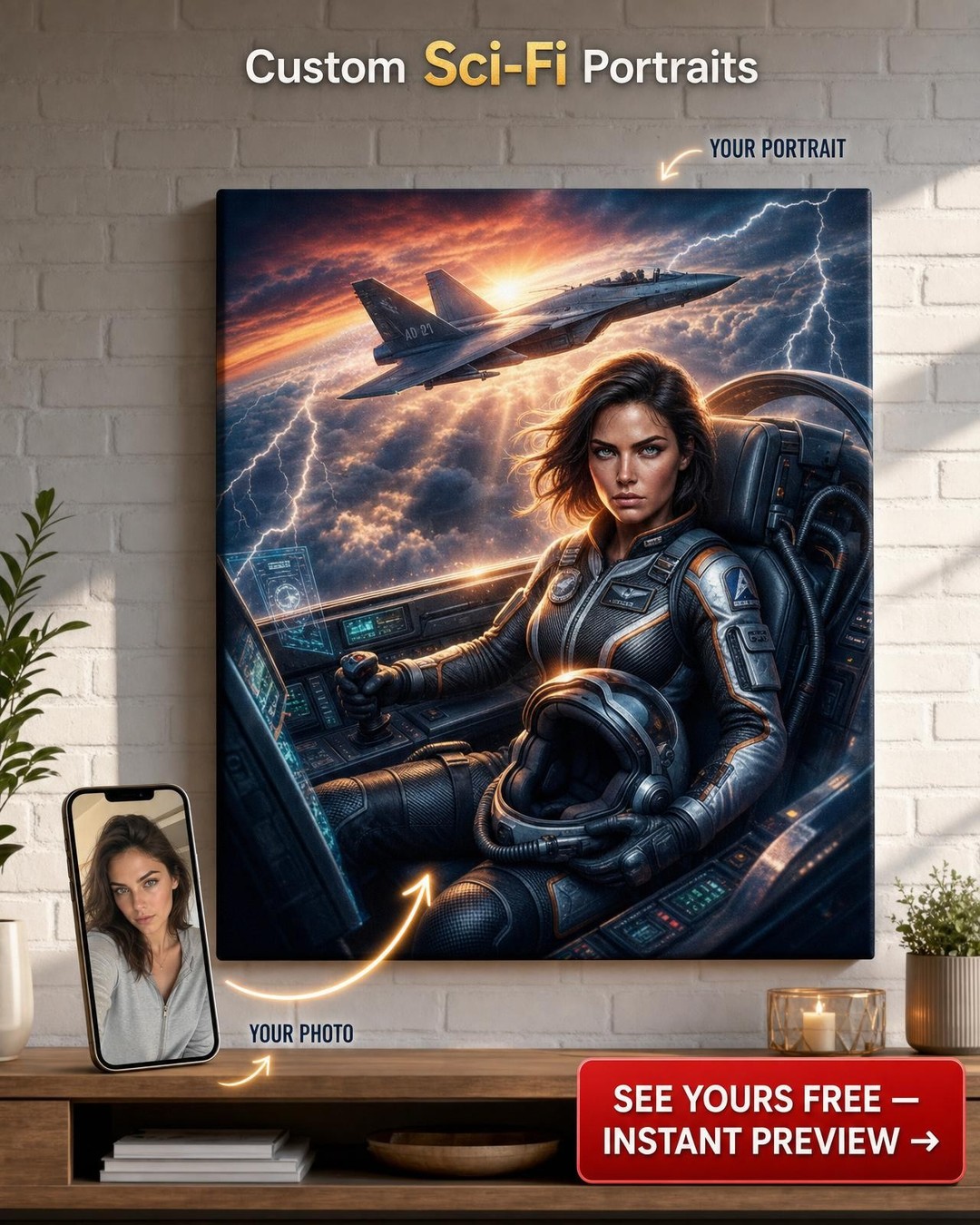 Heroic Pilot Canvas for Men Gift
