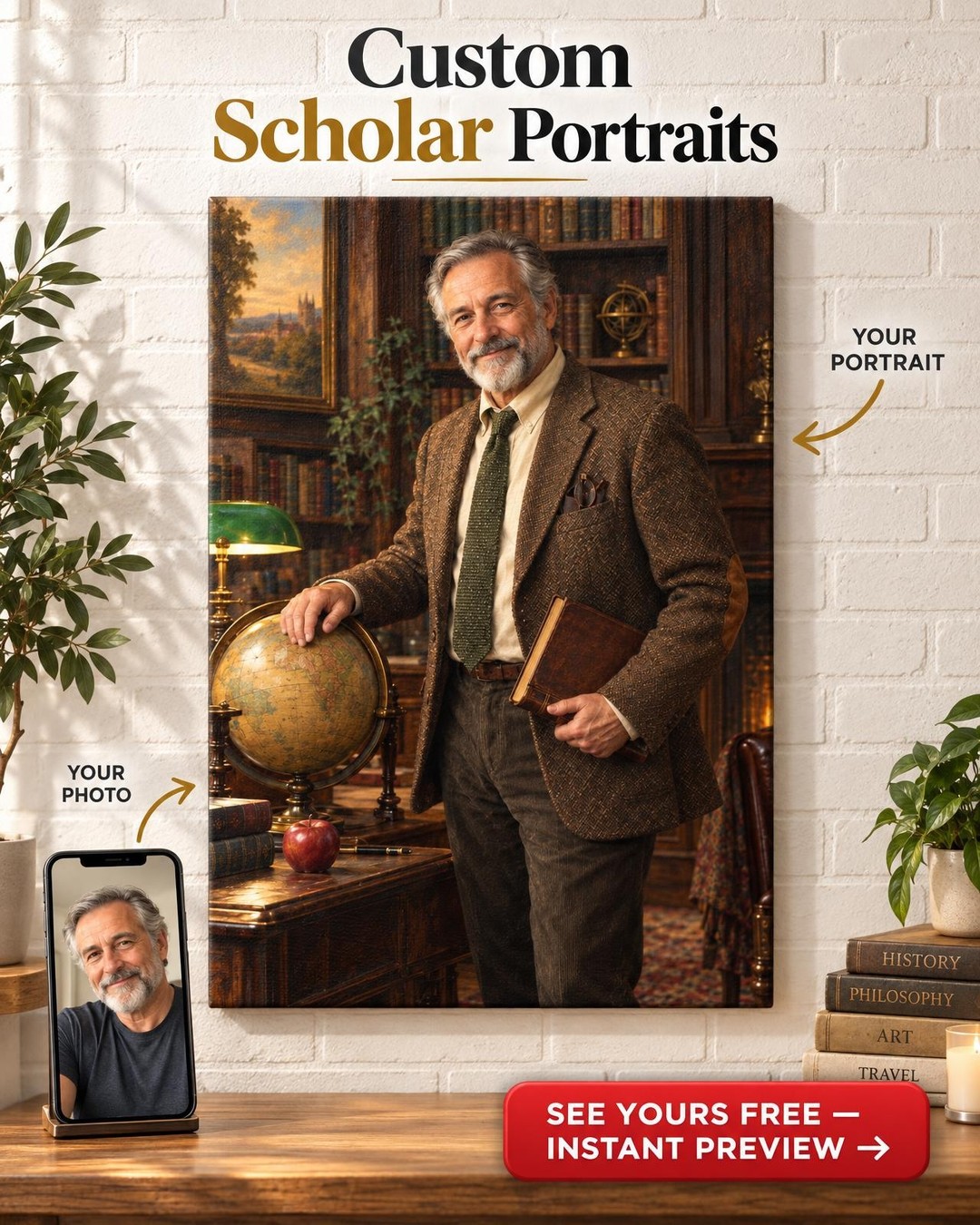 Distinguished Professor Custom Portrait from Photo | Personalized Teacher Portrait Gift