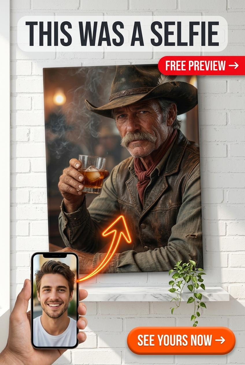Custom Cowboy Man Portrait — Regal Western Canvas from Photo