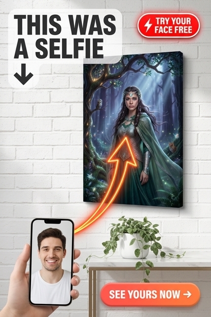 Custom Fantasy Woman Portrait — Whimsical Forest Crown Canvas