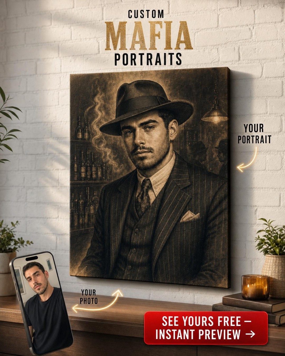Gangster Wanted Poster Custom Portrait