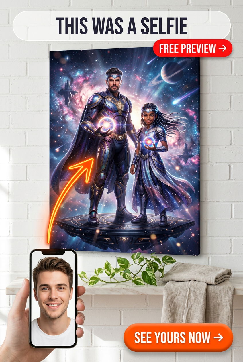Retrato Pai Filha Guardiões Cósmicos - Homem