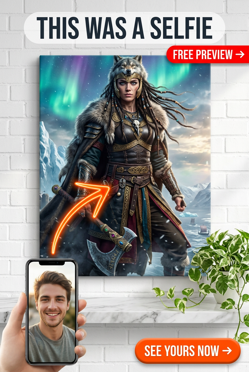 Episch Viking Krijger Portret op Canvas