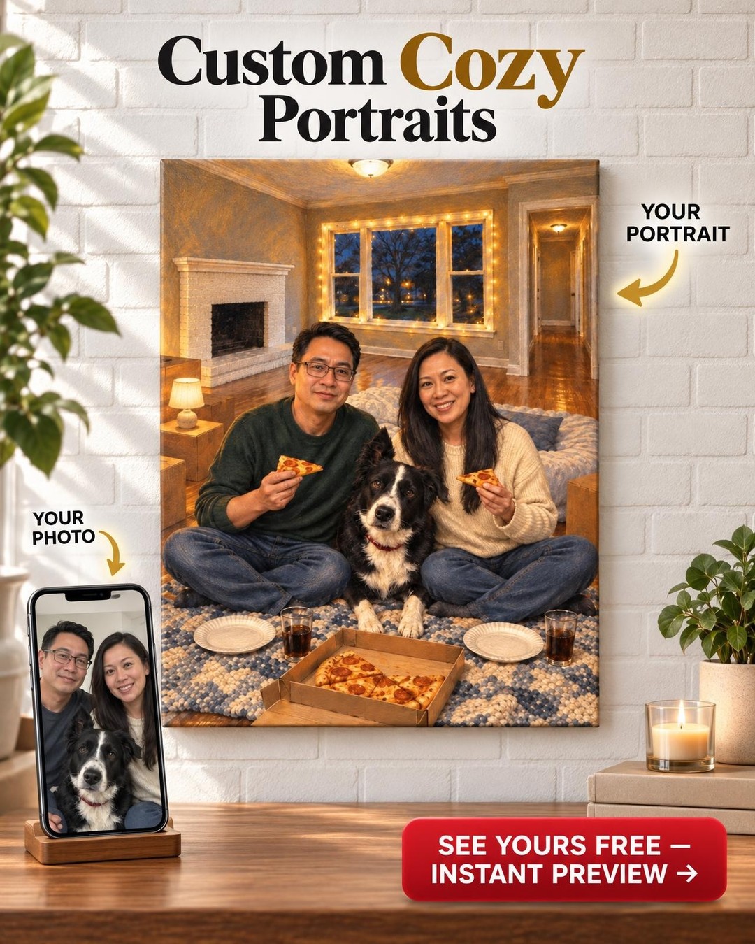 Our First Night in the New House Custom Portrait from Photo | Personalized New Home Gift