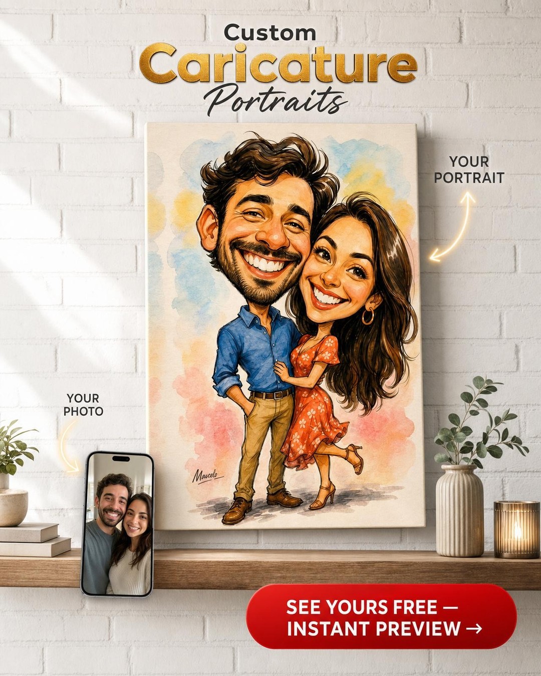 Whimsical Caricature Canvas