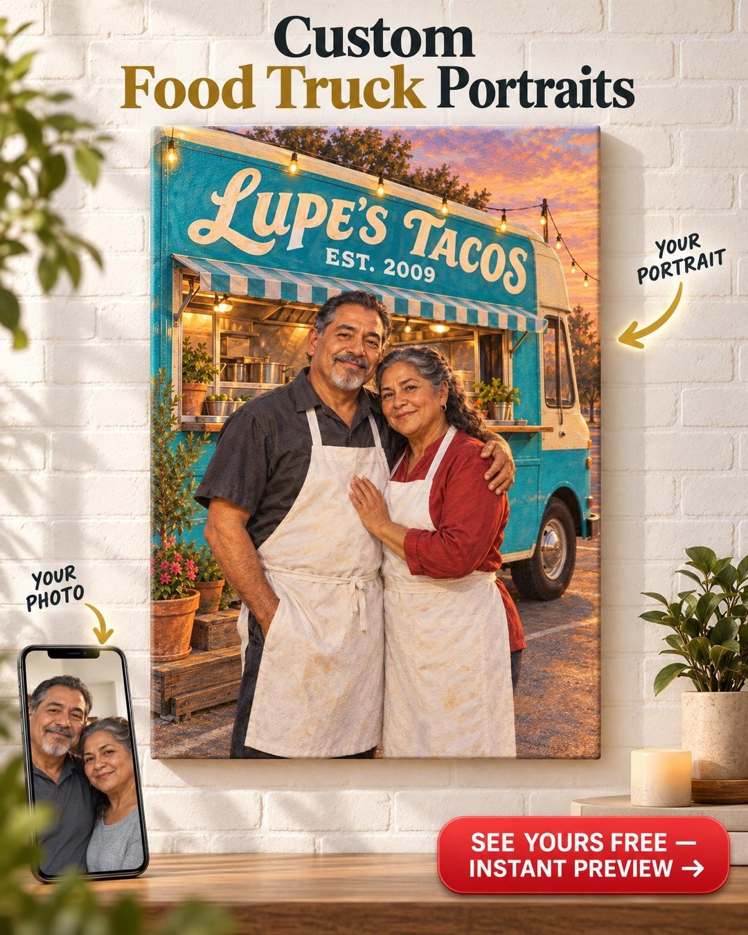 The Food Truck Custom Portrait from Photo | Personalized Family Business Gift
