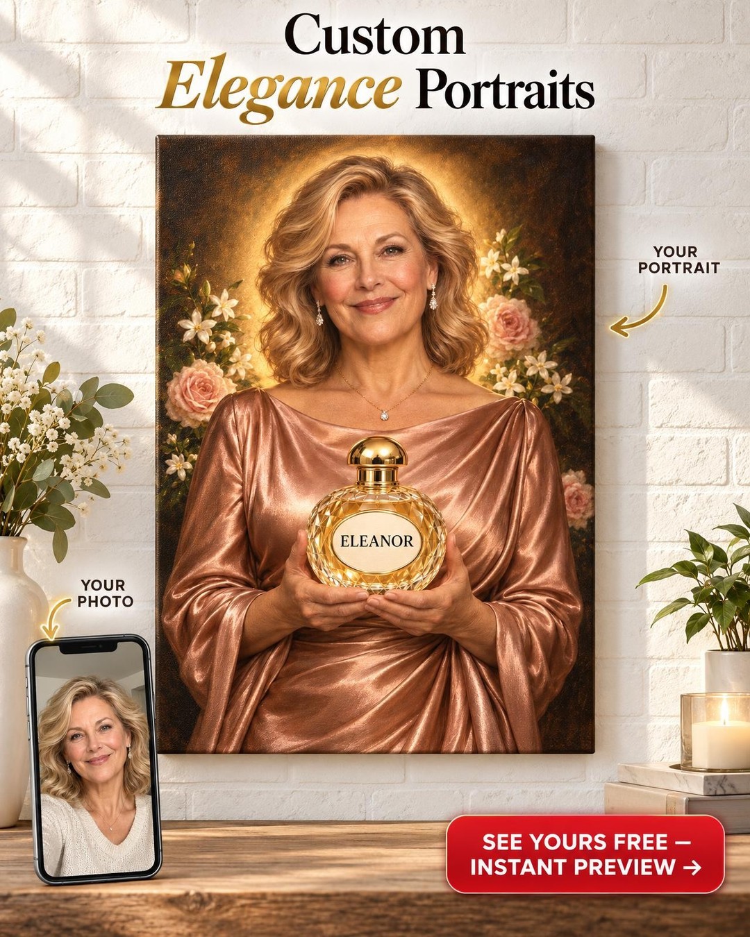 Signature Scent Custom Portrait from Photo | Personalized Perfume Portrait Gift
