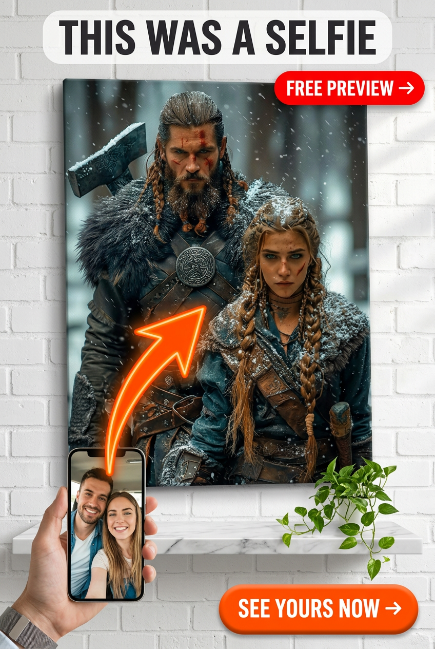 Viking Custom Portrait from Photo | Personalized Gift for Couples