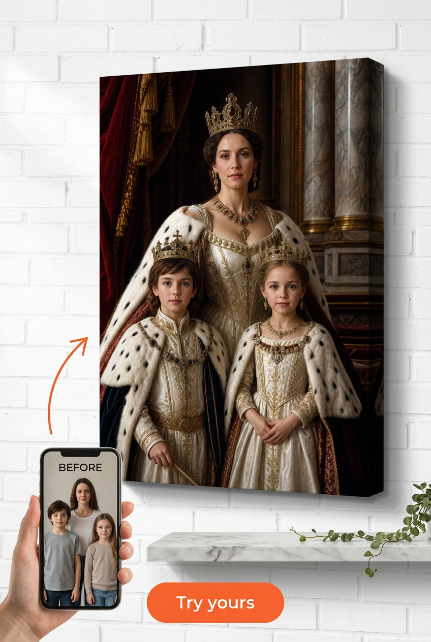 Custom Royal Family Portrait — Regal Canvas from Photo