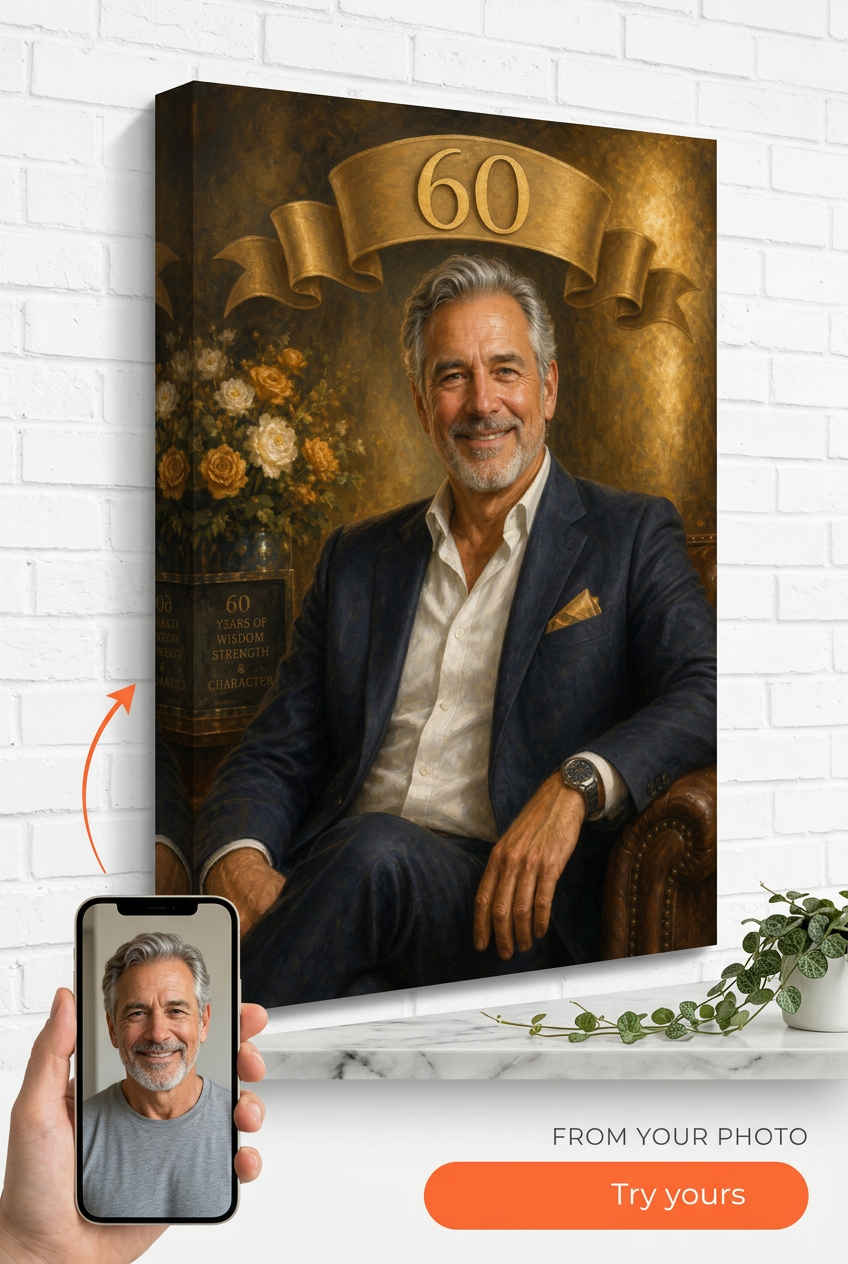 Custom Birthday Single-Man Portrait — Regal Milestone from Photo