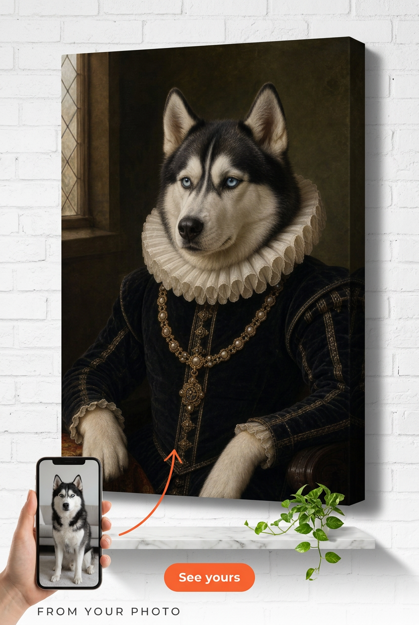 Custom Renaissance Dog Portrait — Regal Pet Canvas