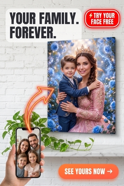 Custom Royal Mother & Child Portrait — Regal Family Canvas