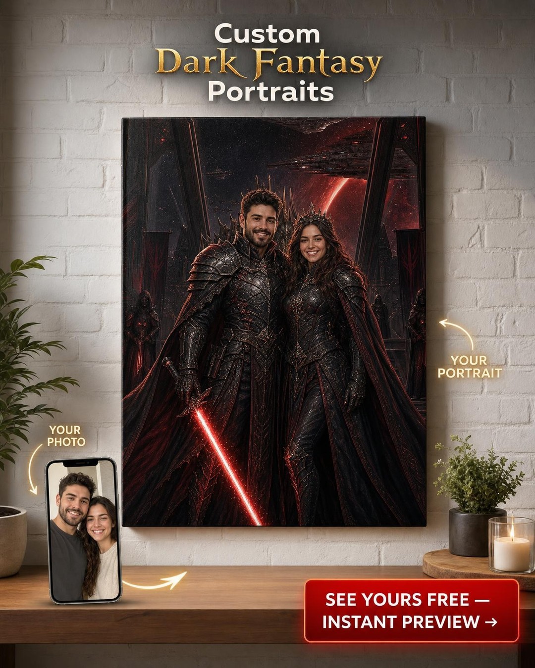 Galactic Warlord Custom Portrait from Photo | Personalized Canvas Gift
