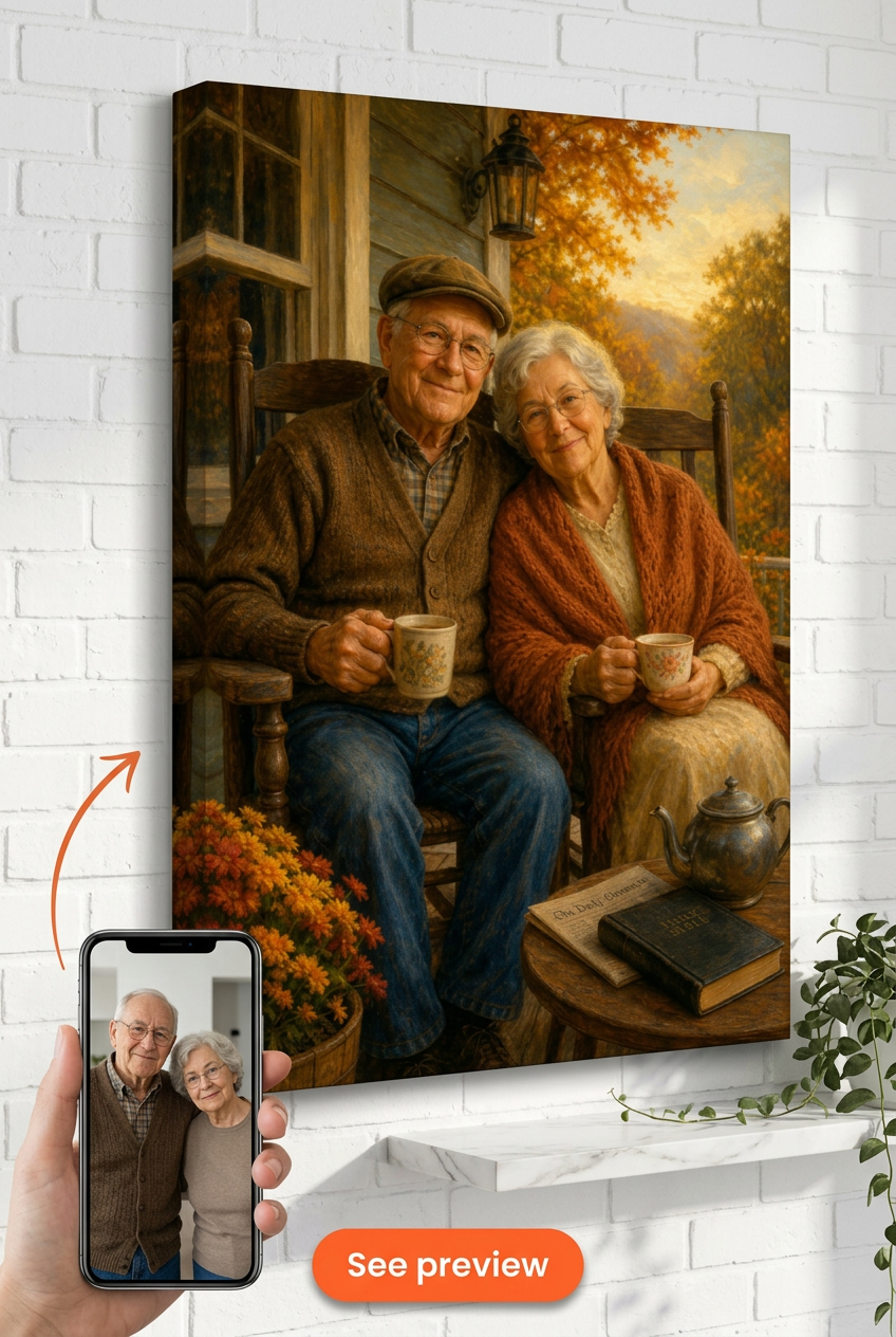Custom Family Couple Portrait — Serene Autumn Moments from Photo