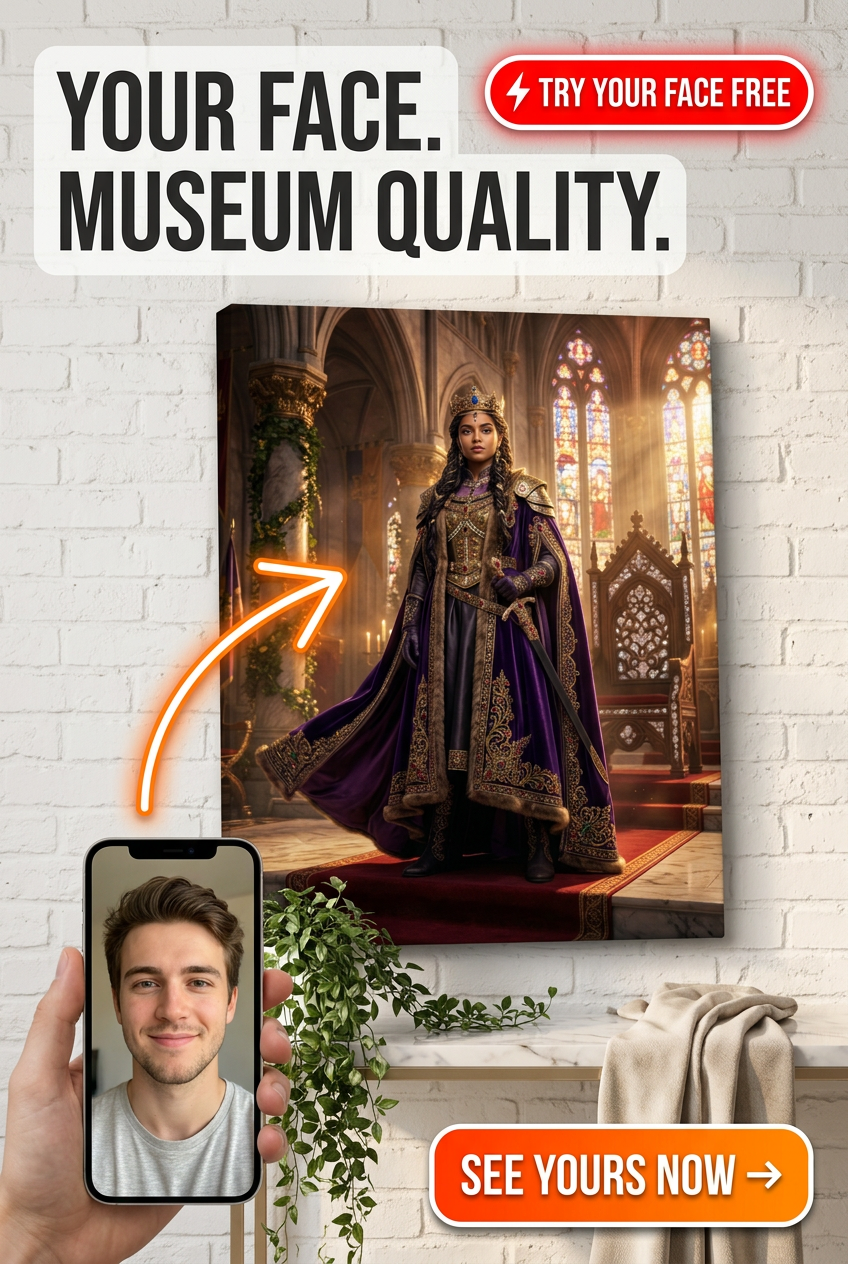 Custom Royal Man Portrait — Regal Throne Canvas from Photo