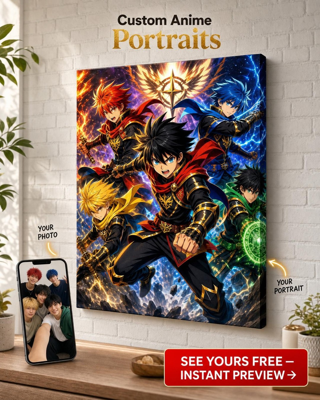 Anime Couple Portrait - Custom Fantasy Gift