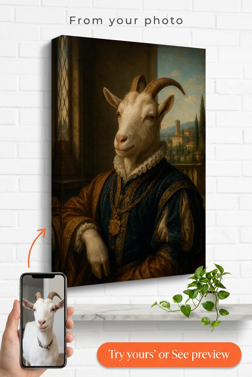 Custom Renaissance Pet Portrait — Whimsical Dog Canvas