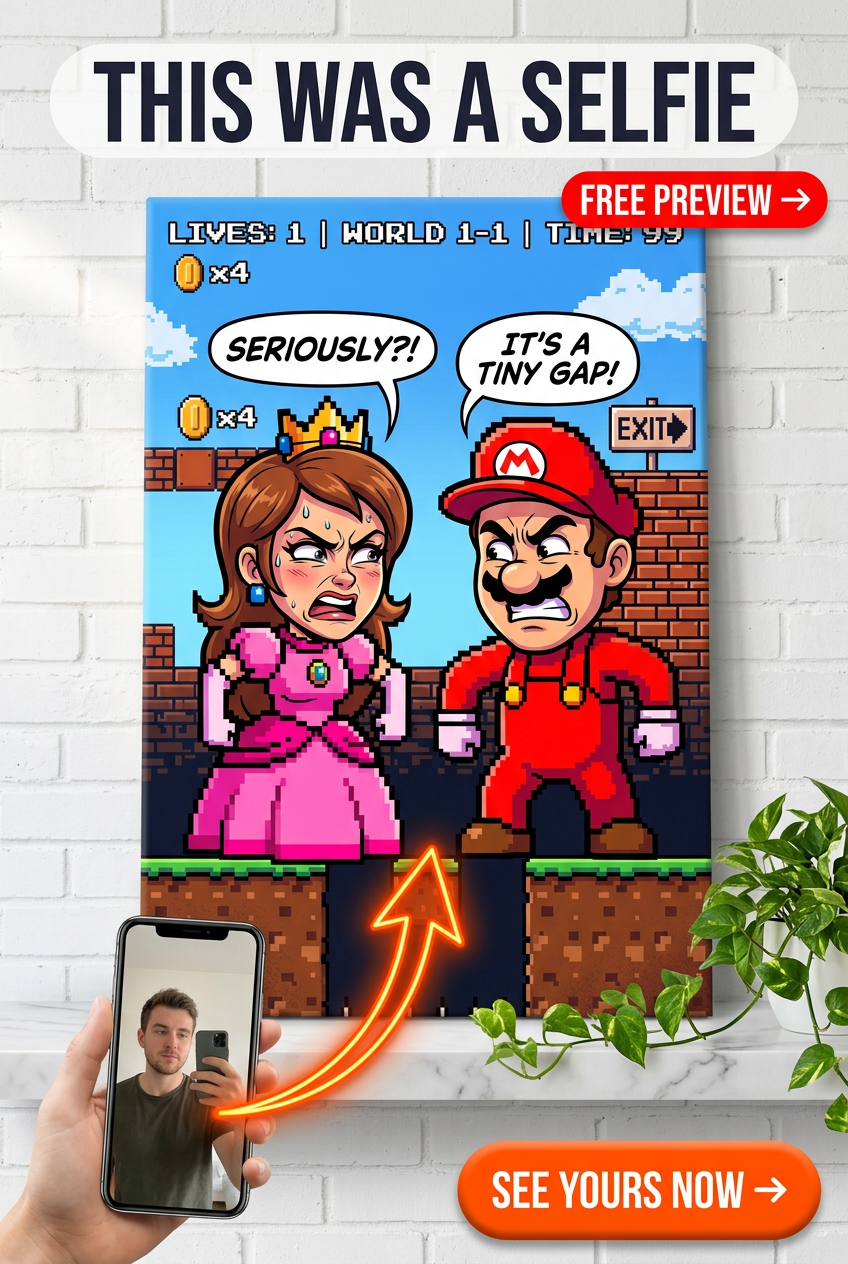Custom Pixel Art Man Portrait — Whimsical Gaming Canvas