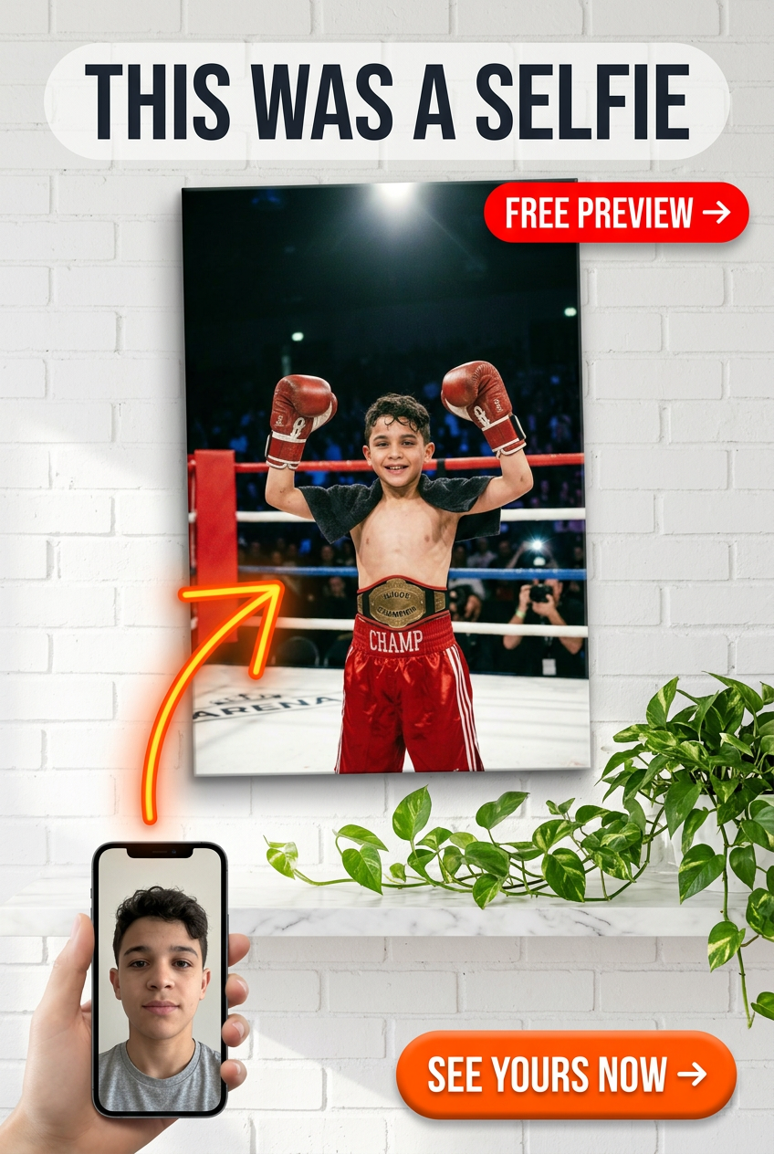 Custom Boxing Portrait for Boys — Heroic Champion Canvas
