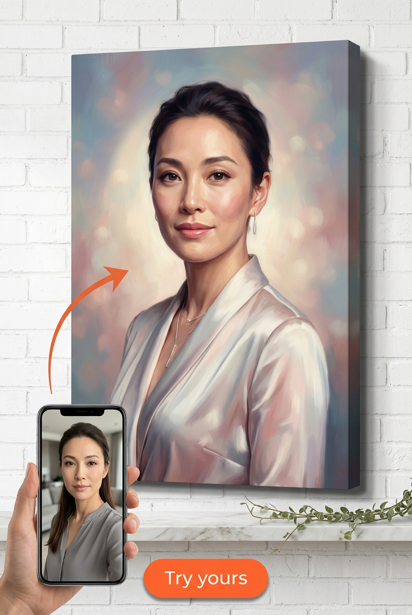 Custom Impressionist Woman Portrait — Serene Canvas from Photo