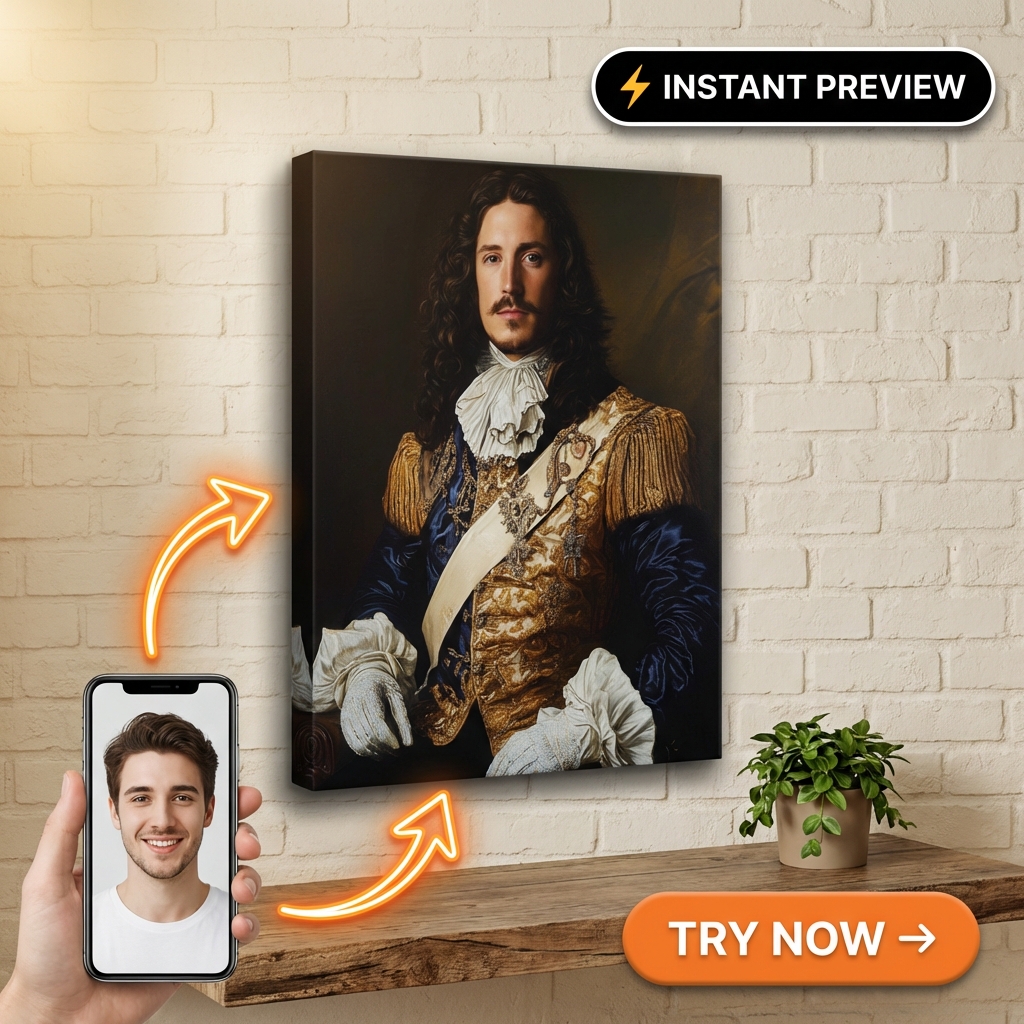 Koninklijk Aangepast Portret van Foto | Persoonlijk Cadeau voor Hem