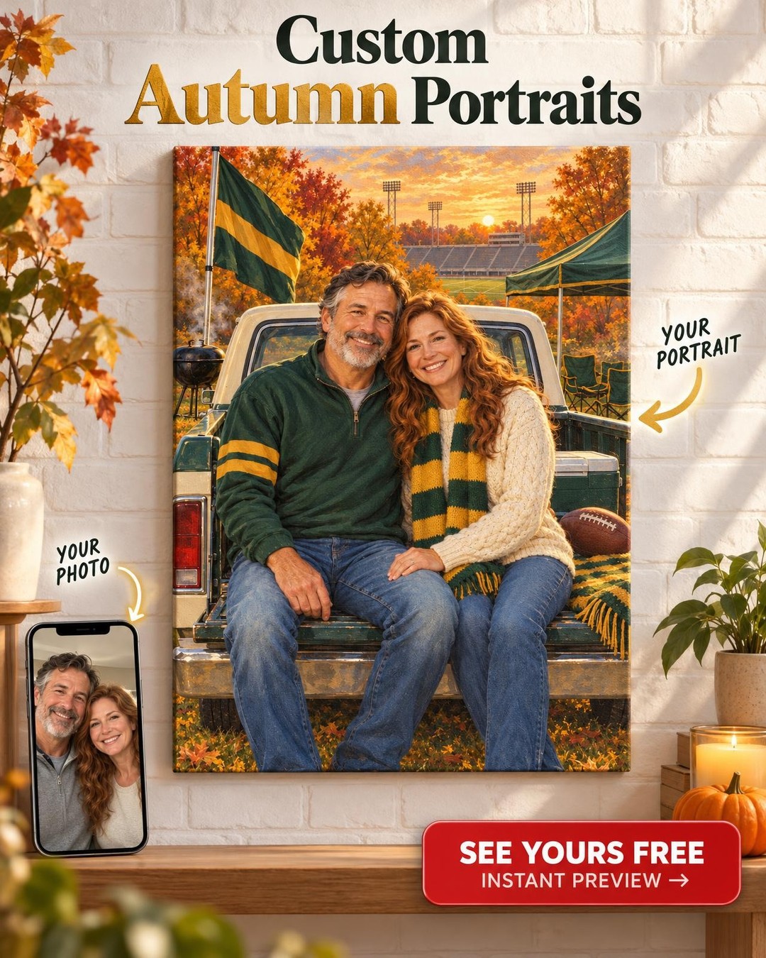 Tailgate at the Pickup Custom Portrait from Photo | Personalized Game Day Gift