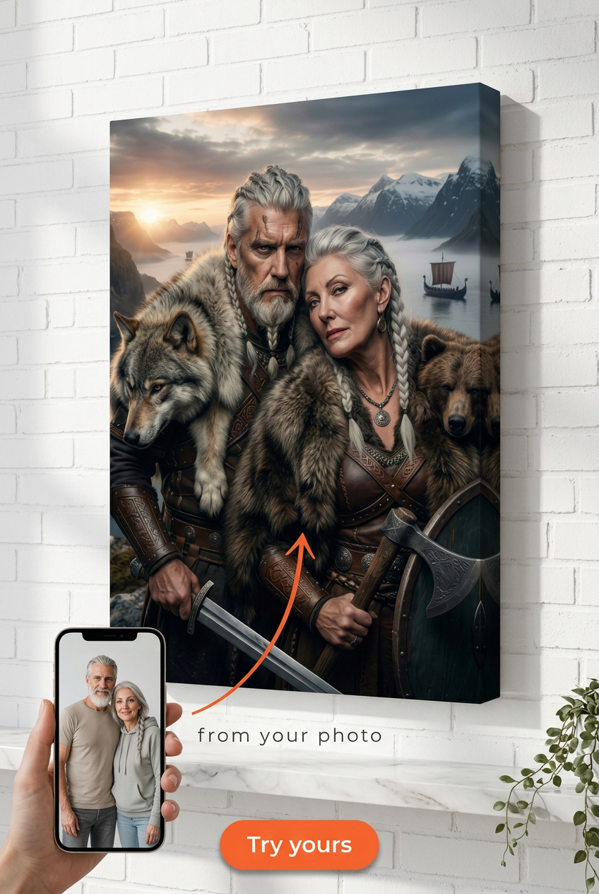 Viking-Inspired Custom Portrait from Photo | Personalized Undefined Gift