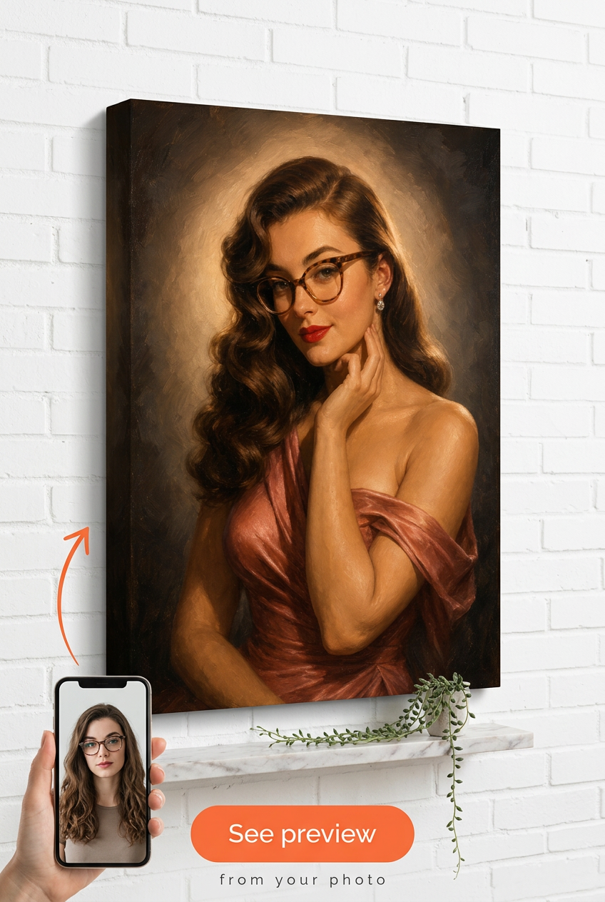 Custom 1940s Hollywood Starlet Portrait from Photo | Personalized Gift
