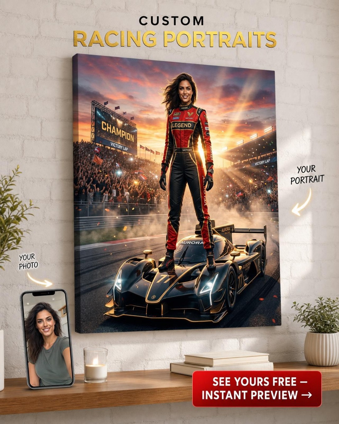 Custom Sci-Fi Man Portrait — Heroic Race Champion Canvas