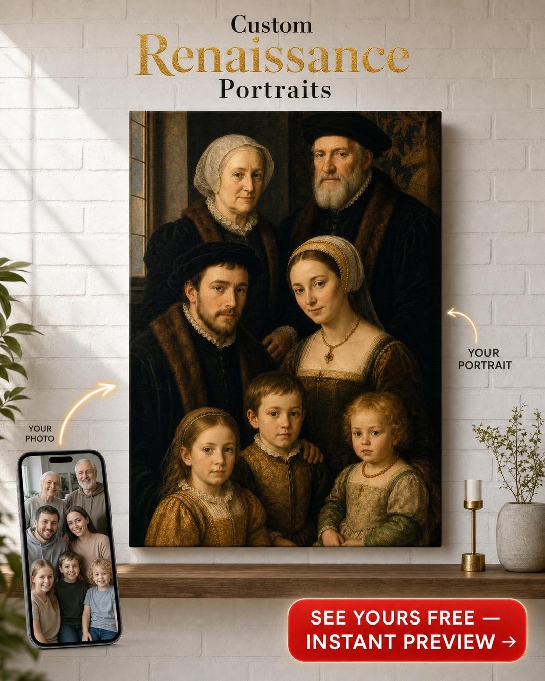Family Portrait with Deceased Loved One — Renaissance Canvas