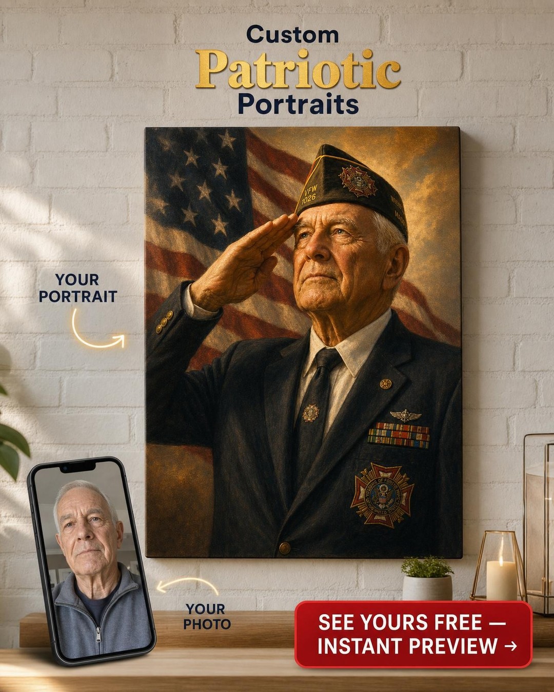 Heroic Veteran Portrait Canvas