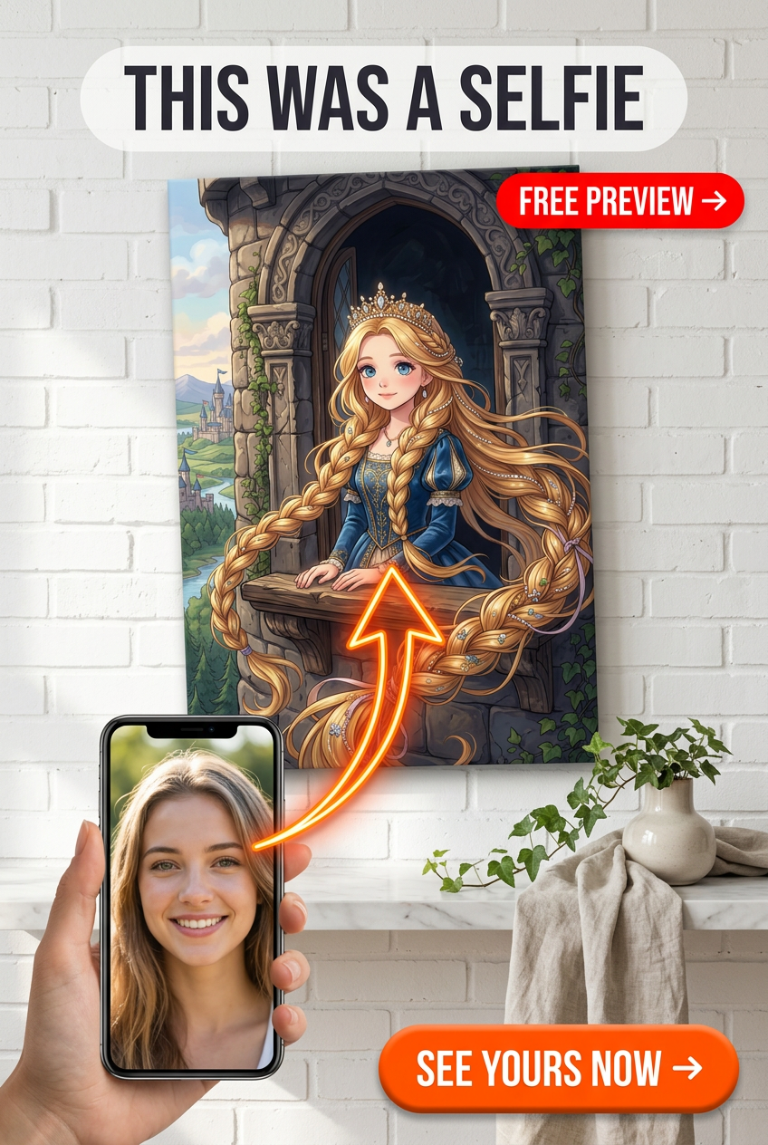 Custom Royal Woman Portrait — Whimsical Castle Canvas