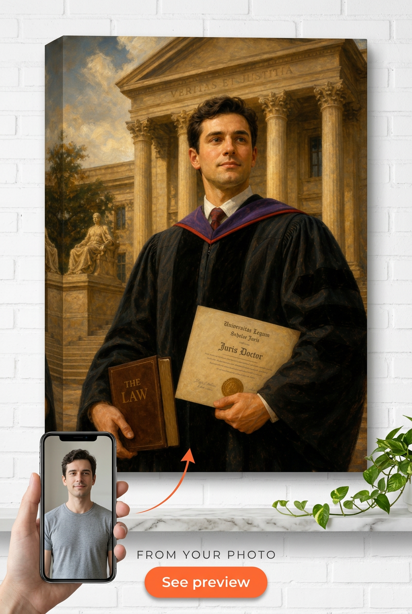 Law School Graduation Custom Portrait from Photo | Personalized Gift