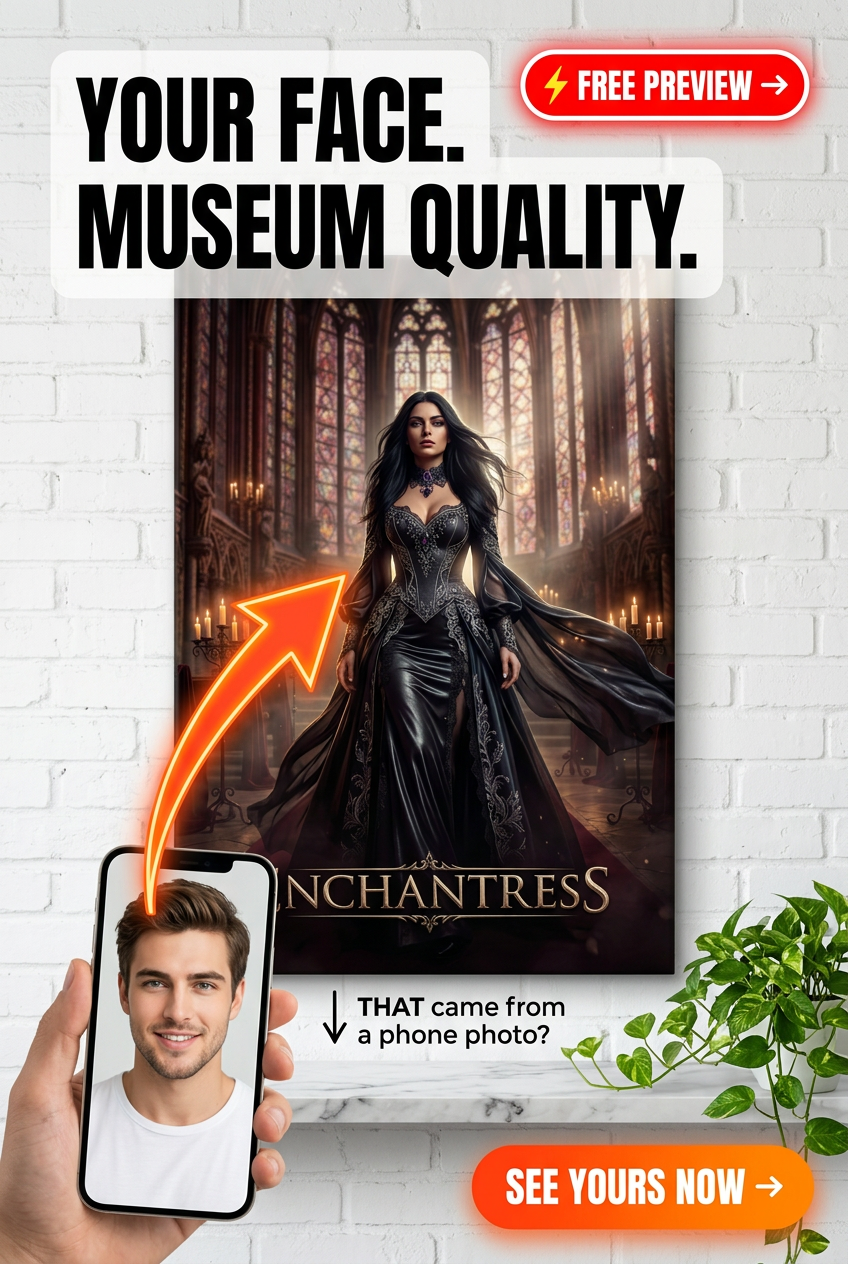 Custom Fantasy Man Portrait — Heroic Woman in Castle Gown Canvas