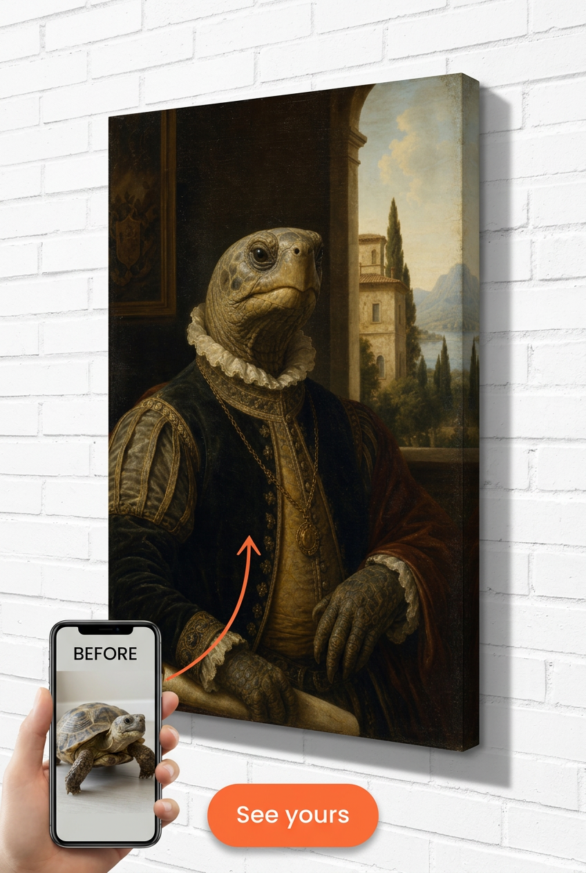 Custom Renaissance Cat Portrait — Regal Pet Canvas from Photo