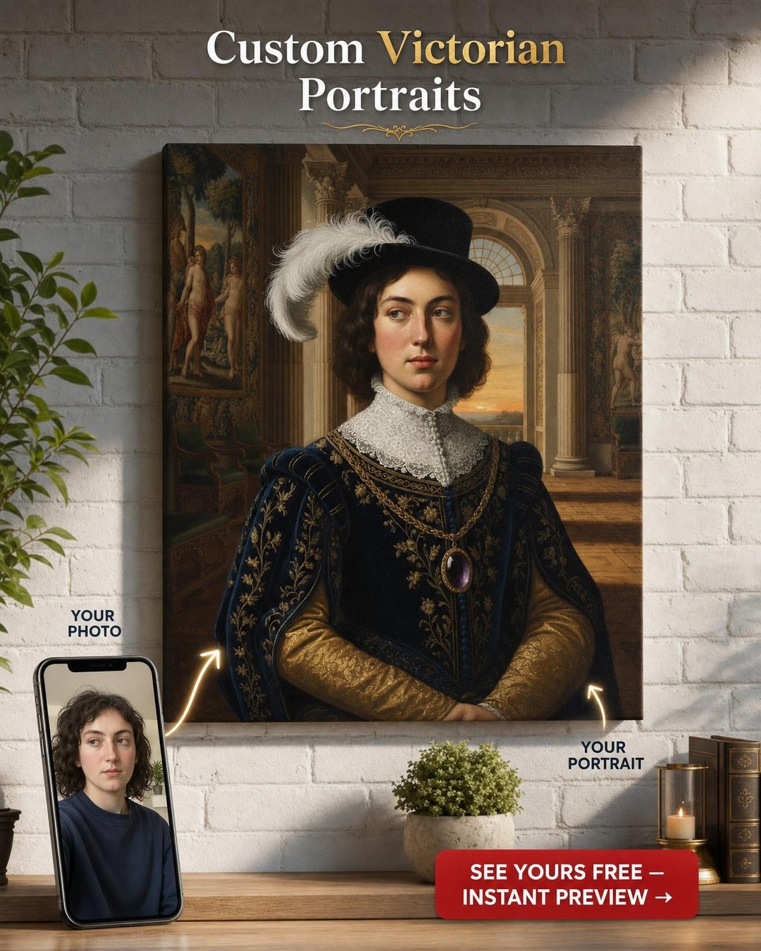 Custom Baroque Portrait - Regal Canvas Art