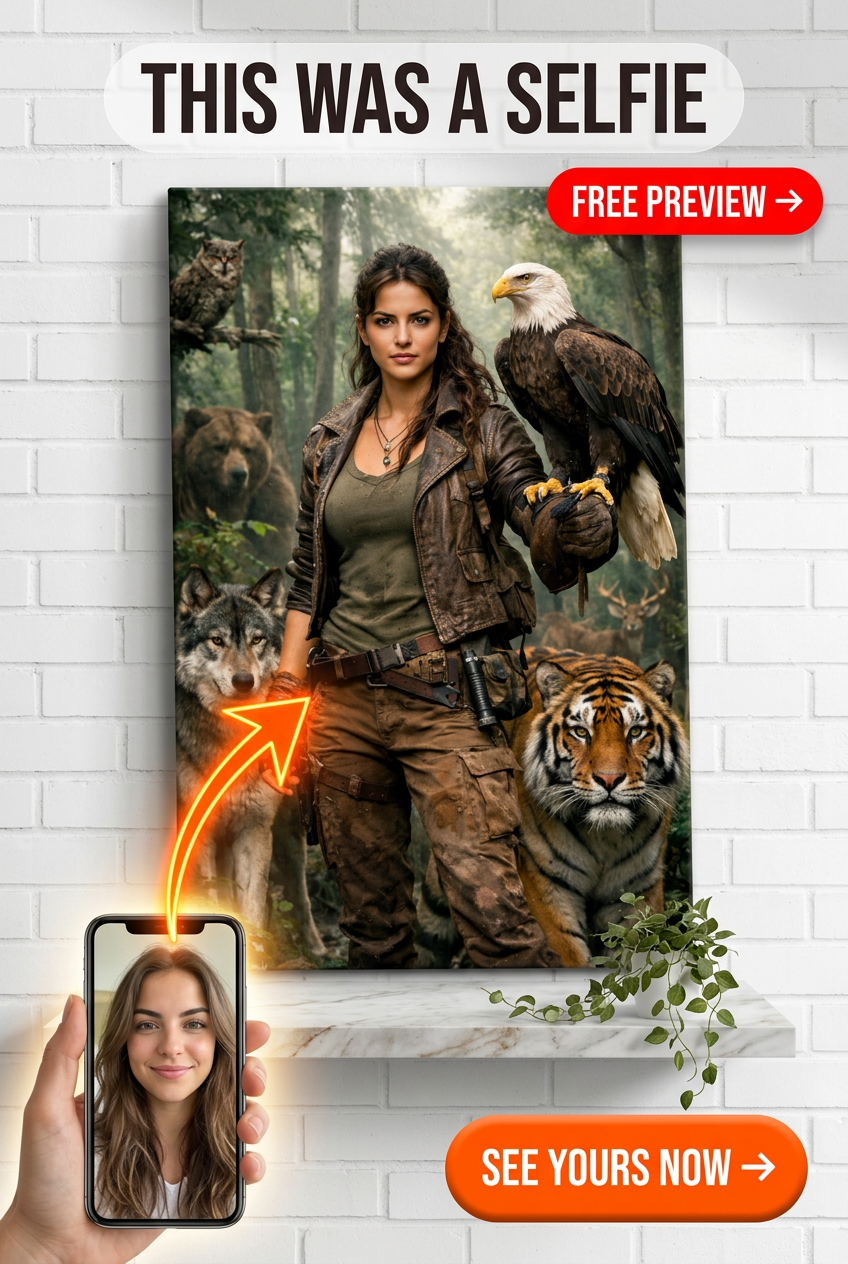 Retrato personalizado premium da selva a partir de foto | Presente personalizado para ela