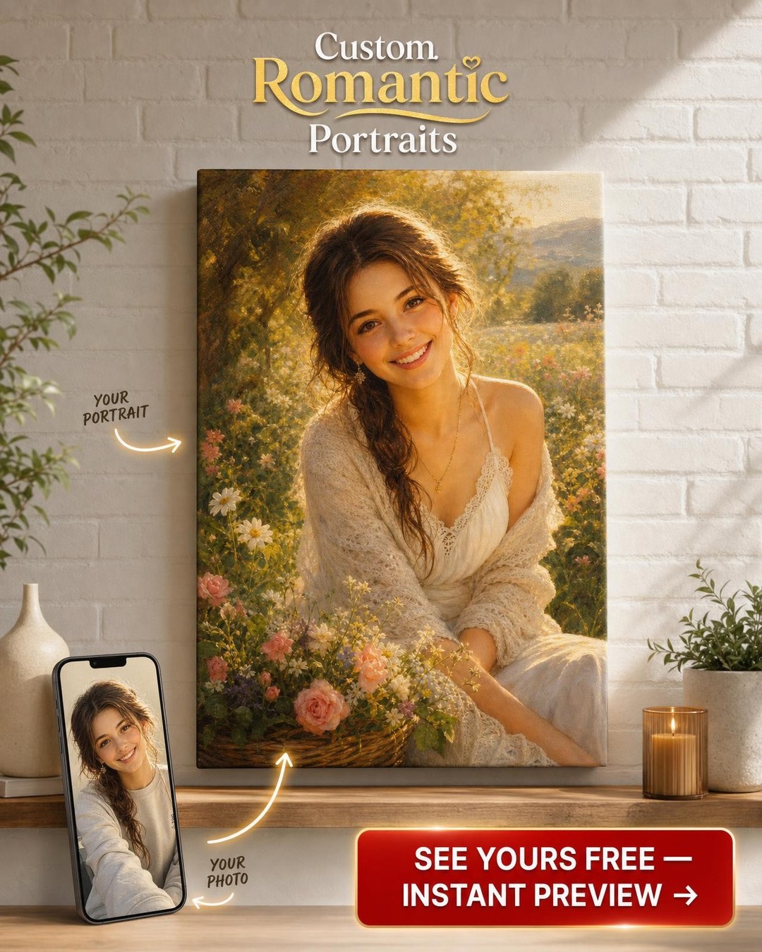 Sister Portrait Canvas — photoreal canvas with face-swap on a template