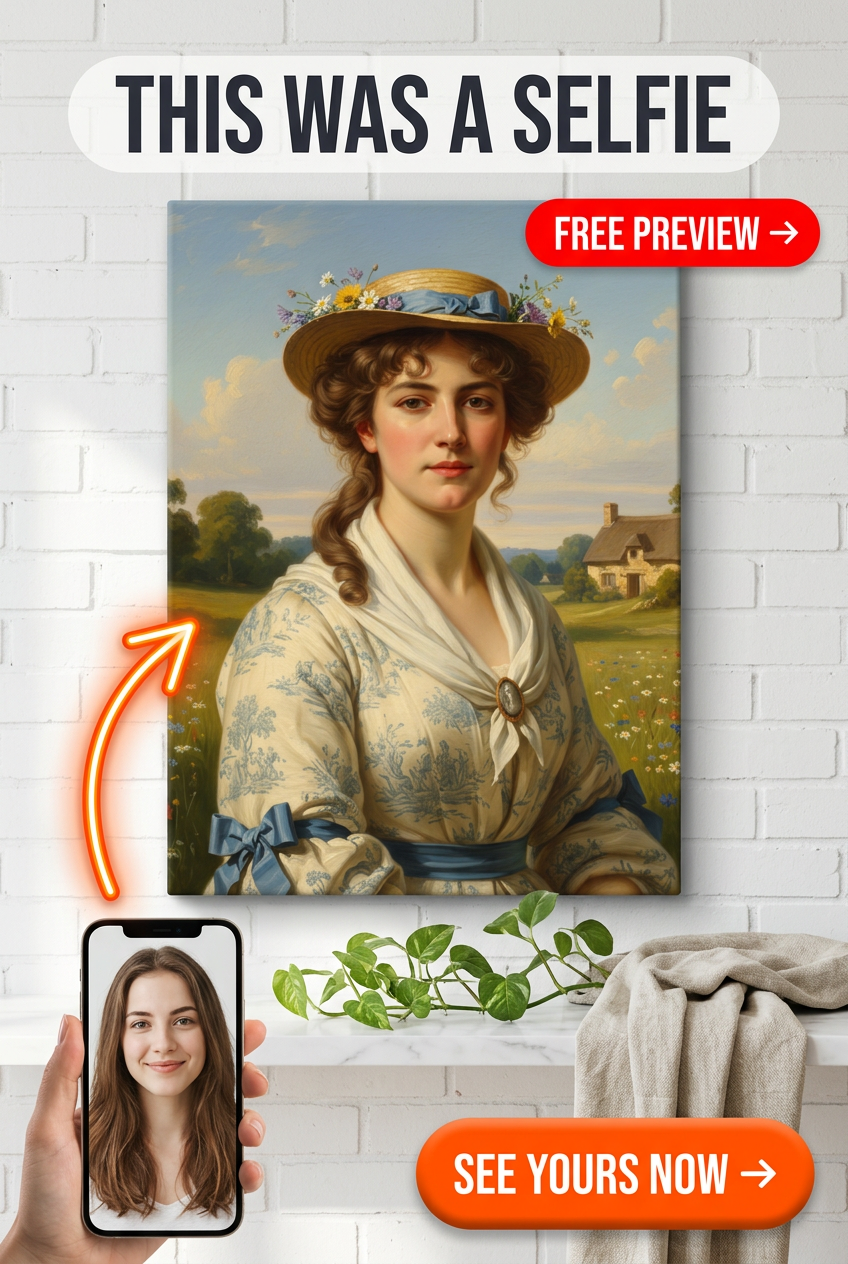 Custom Victorian Woman Portrait — Serene Garden Canvas from Photo
