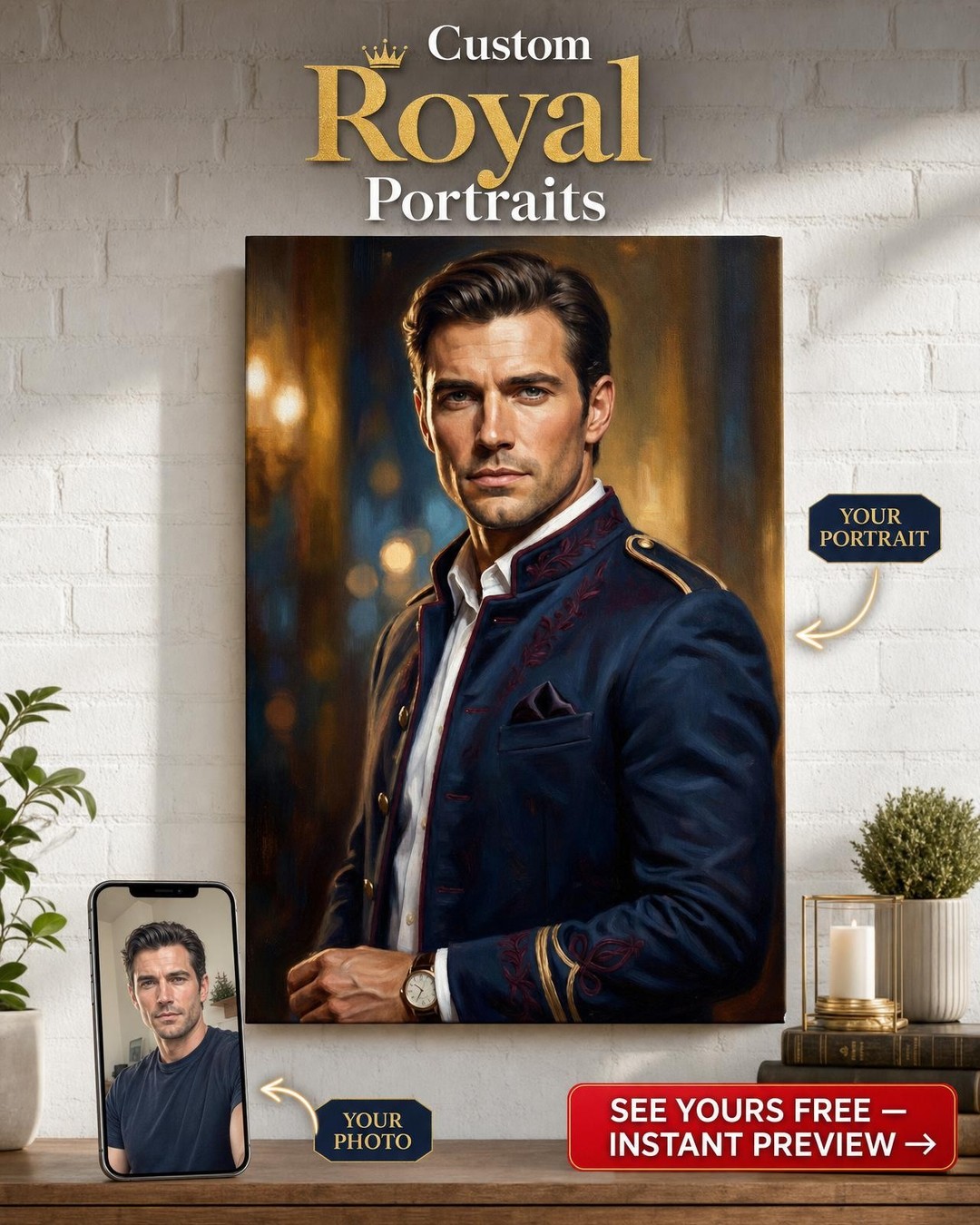 Dashing Musketeer Portrait - Military Art Canvas