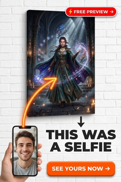 Custom Fantasy Man Portrait — Heroic Mage from Photo Canvas