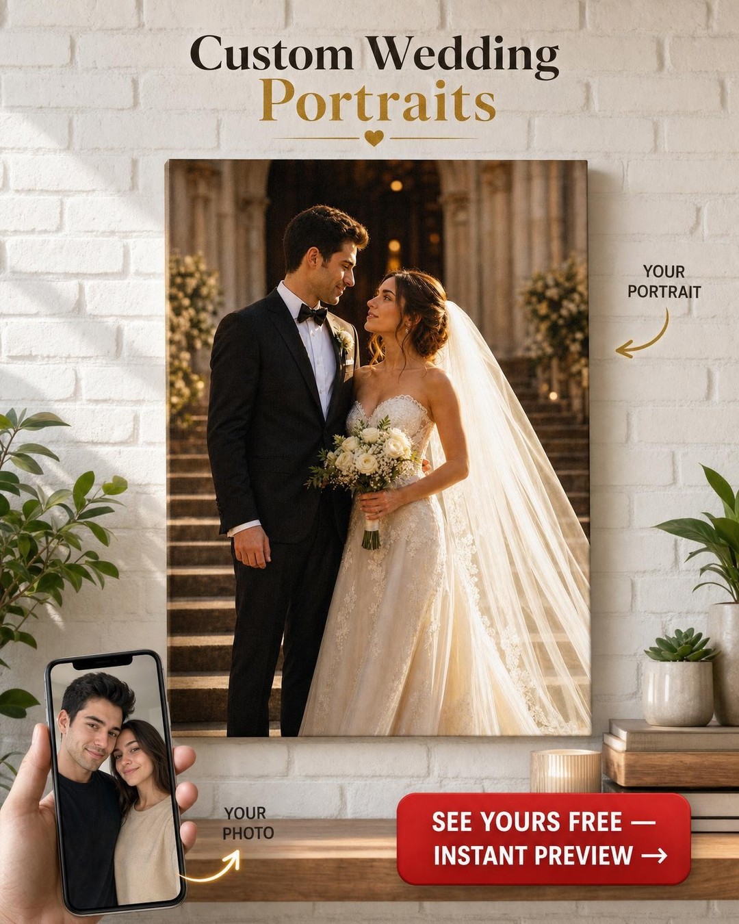 Custom Wedding Portraits - Unique Canvas Art