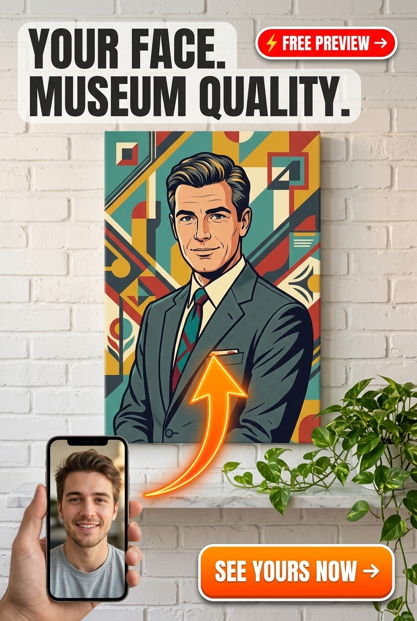 Custom Pop Art Man Portrait — Heroic Suit Canvas from Photo