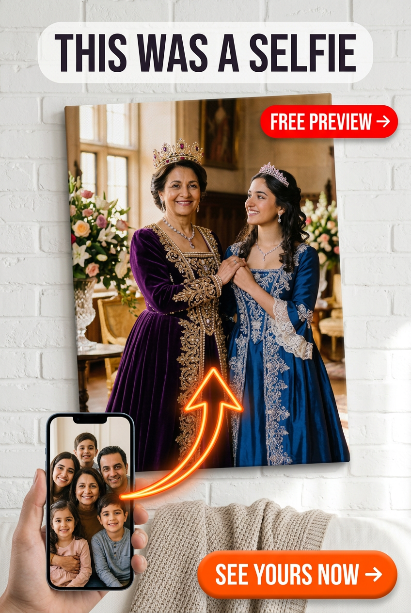 Custom Royal Mother & Child Portrait — Regal Family Canvas