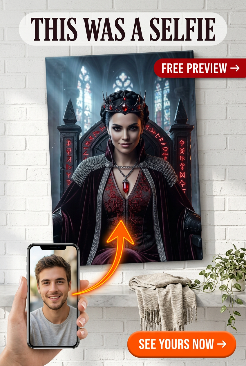 Custom Gothic Single-Man Portrait — Regal Woman on Museum Canvas