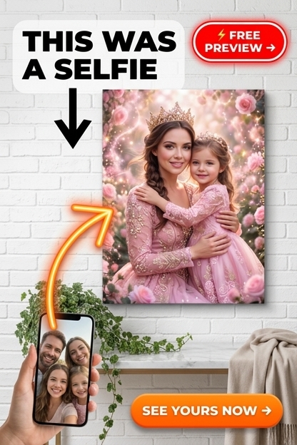Custom Royal Mother-Child Portrait — Regal Family Canvas from Photo