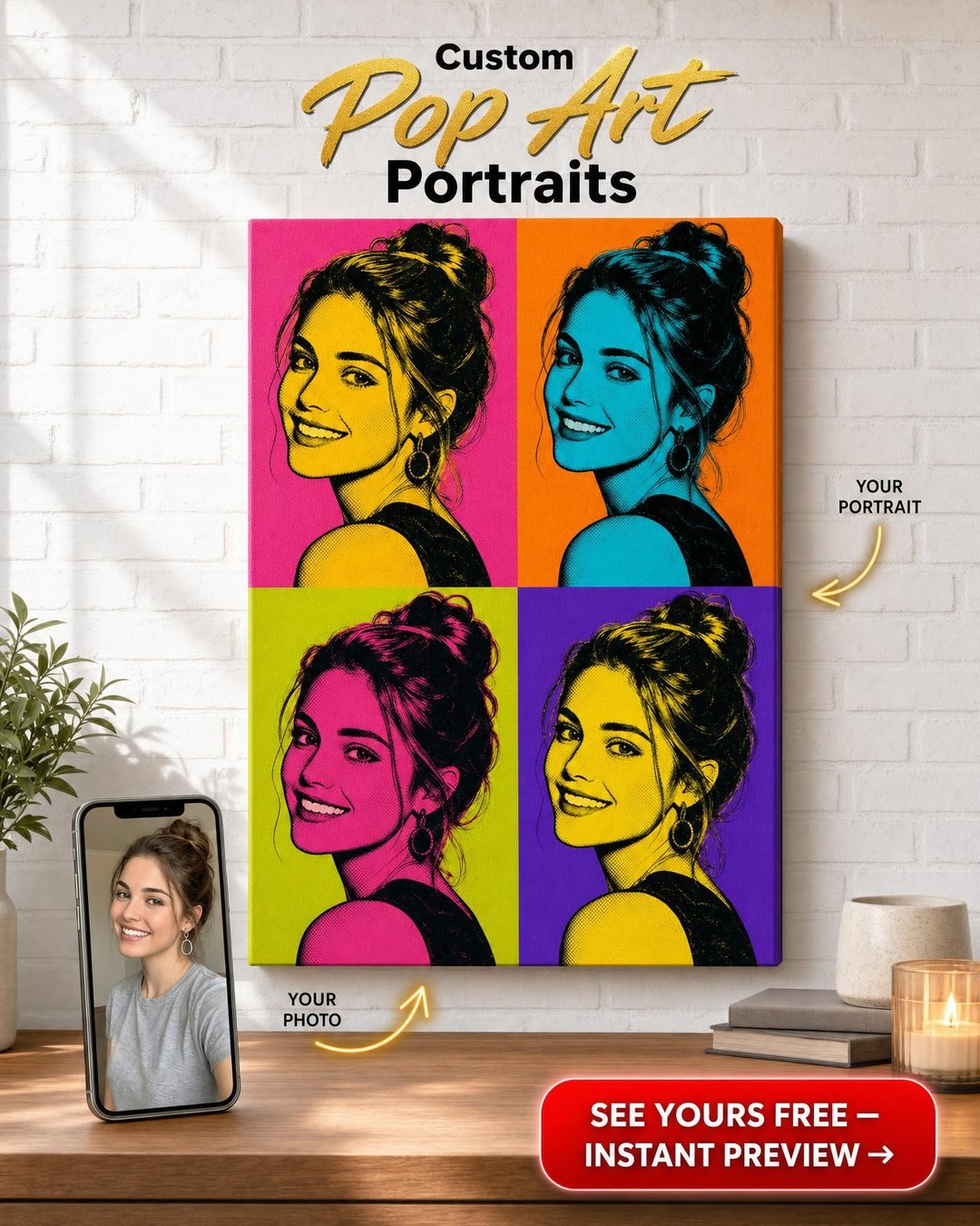 Custom PopArt Portrait for Him — Whimsical Canvas from Photo